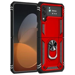 Ring Grip Hybrid Case For Samsung Galaxy Z Flip 4 - Red