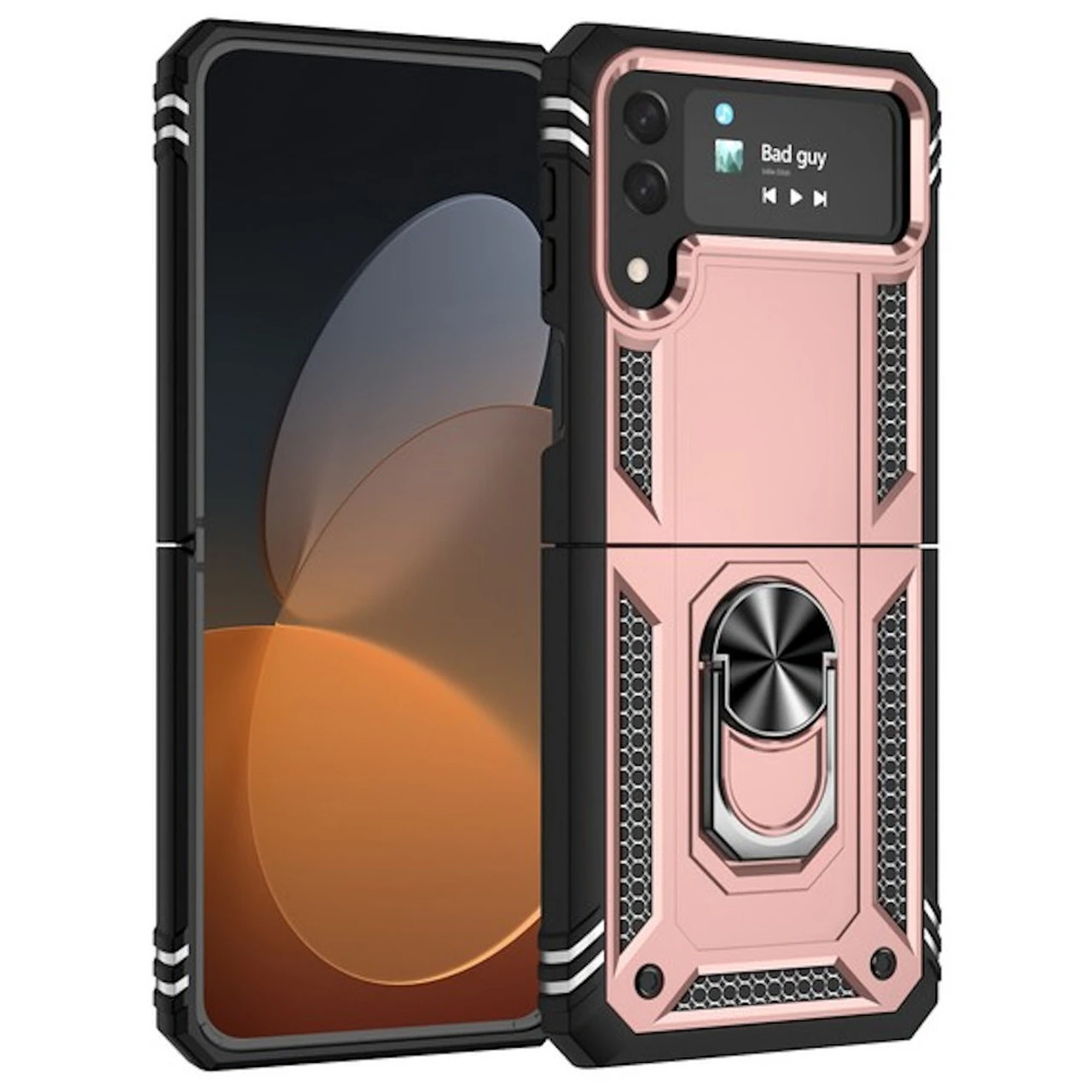 Ring Grip Hybrid Case For Samsung Galaxy Z Flip 4 - Rose Gold 1 Ring Grip Hybrid Case For Samsung Galaxy Z Flip 4 - Rose Gold