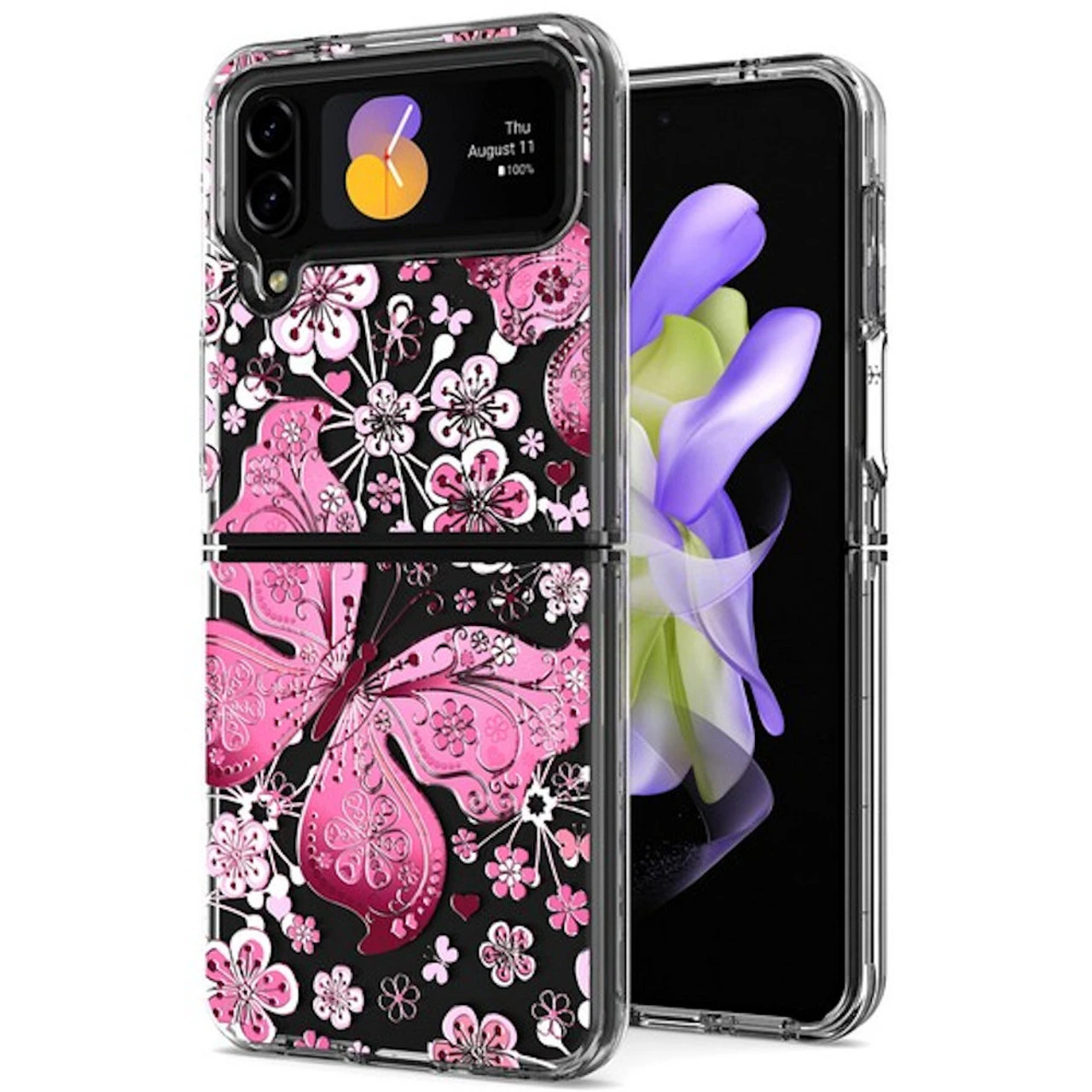 Butterfly Series Dual Layer Transparent Hybrid Case For Samsung Galaxy Z Flip 4 - Pink 1 Butterfly Series Dual Layer Transparent Hybrid Case For Samsung Galaxy Z Flip 4 - Pink