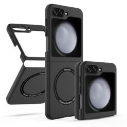 Slim Protective Cover With MagSafe Magnetic Ring For Samsung Galaxy Z Flip 5 - Black -ringkestore shop SAMZFLIP5CZMG01 12 18134.1692929446