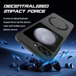 Slim Protective Cover With MagSafe Magnetic Ring For Samsung Galaxy Z Flip 5 - Black -ringkestore shop SAMZFLIP5CZMG01 4 21655.1692929447