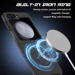 Slim Protective Cover With MagSafe Magnetic Ring For Samsung Galaxy Z Flip 5 - Black -ringkestore shop SAMZFLIP5CZMG01 7 88197.1692929447