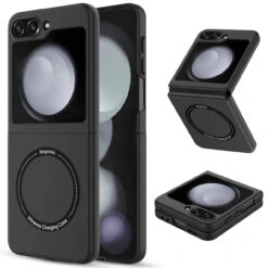 Slim Protective Cover With MagSafe Magnetic Ring For Samsung Galaxy Z Flip 5 - Black