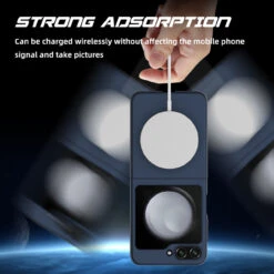 Slim Protective Cover With MagSafe Magnetic Ring For Samsung Galaxy Z Flip 5 - Blue -ringkestore shop SAMZFLIP5CZMG02 10 86712.1692929443