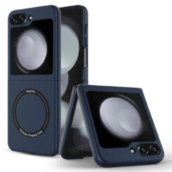 Slim Protective Cover With MagSafe Magnetic Ring For Samsung Galaxy Z Flip 5 - Blue -ringkestore shop SAMZFLIP5CZMG02 1 30018.1692929442