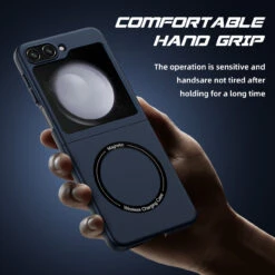 Slim Protective Cover With MagSafe Magnetic Ring For Samsung Galaxy Z Flip 5 - Blue -ringkestore shop SAMZFLIP5CZMG02 3 61501.1692929443