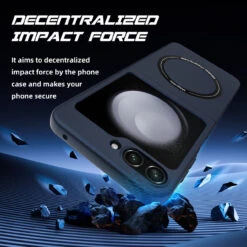 Slim Protective Cover With MagSafe Magnetic Ring For Samsung Galaxy Z Flip 5 - Blue -ringkestore shop SAMZFLIP5CZMG02 6 64597.1692929443