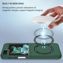 Slim Protective Cover With MagSafe Magnetic Ring For Samsung Galaxy Z Flip 5 - Green 10 Slim Protective Cover With MagSafe Magnetic Ring For Samsung Galaxy Z Flip 5 - Green -ringkestore shop SAMZFLIP5CZMG028 2 27993.1692929427
