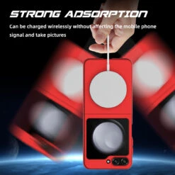 Slim Protective Cover With MagSafe Magnetic Ring For Samsung Galaxy Z Flip 5 - Red -ringkestore shop SAMZFLIP5CZMG03 9 08795.1692929439