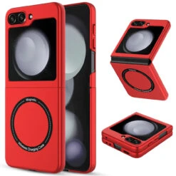 Slim Protective Cover With MagSafe Magnetic Ring For Samsung Galaxy Z Flip 5 - Red
