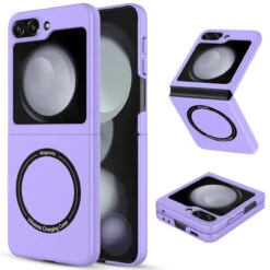 Slim Protective Cover With MagSafe Magnetic Ring For Samsung Galaxy Z Flip 5 - Purple