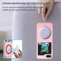 Slim Protective Cover With MagSafe Magnetic Ring For Samsung Galaxy Z Flip 5 - Pink -ringkestore shop SAMZFLIP5CZMG05 3 72402.1692929441