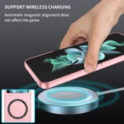 Slim Protective Cover With MagSafe Magnetic Ring For Samsung Galaxy Z Flip 5 - Pink -ringkestore shop SAMZFLIP5CZMG05 5 72846.1692929441
