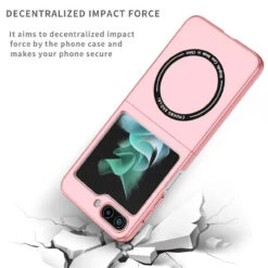 Slim Protective Cover With MagSafe Magnetic Ring For Samsung Galaxy Z Flip 5 - Pink -ringkestore shop SAMZFLIP5CZMG05 8 69050.1692929441