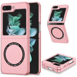 Slim Protective Cover With MagSafe Magnetic Ring For Samsung Galaxy Z Flip 5 - Pink