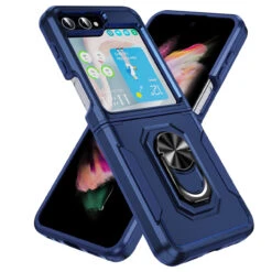 TUFF Shockproof Hybrid Armor Case With Ring Grip For Samsung Galaxy Z Flip 5 - Blue -ringkestore shop SAMZFLIP5HBRS02 1 37184.1694285238