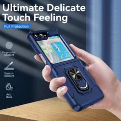 TUFF Shockproof Hybrid Armor Case With Ring Grip For Samsung Galaxy Z Flip 5 - Blue -ringkestore shop SAMZFLIP5HBRS02 5 01715.1694285238