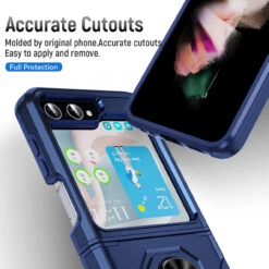 TUFF Shockproof Hybrid Armor Case With Ring Grip For Samsung Galaxy Z Flip 5 - Blue -ringkestore shop SAMZFLIP5HBRS02 6 62108.1694285238