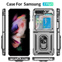 Ring Grip Hybrid Case For Samsung Galaxy Z Flip 5 - Silver 10 Ring Grip Hybrid Case For Samsung Galaxy Z Flip 5 - Silver -ringkestore shop SAMZFLIP5HDRS08 1 00670.1694239346