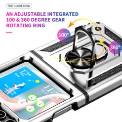 Ring Grip Hybrid Case For Samsung Galaxy Z Flip 5 - Silver 12 Ring Grip Hybrid Case For Samsung Galaxy Z Flip 5 - Silver -ringkestore shop SAMZFLIP5HDRS08 3 11627.1694239346