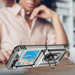 Ring Grip Hybrid Case For Samsung Galaxy Z Flip 5 - Silver 11 Ring Grip Hybrid Case For Samsung Galaxy Z Flip 5 - Silver -ringkestore shop SAMZFLIP5HDRS08 5 25579.1694239346