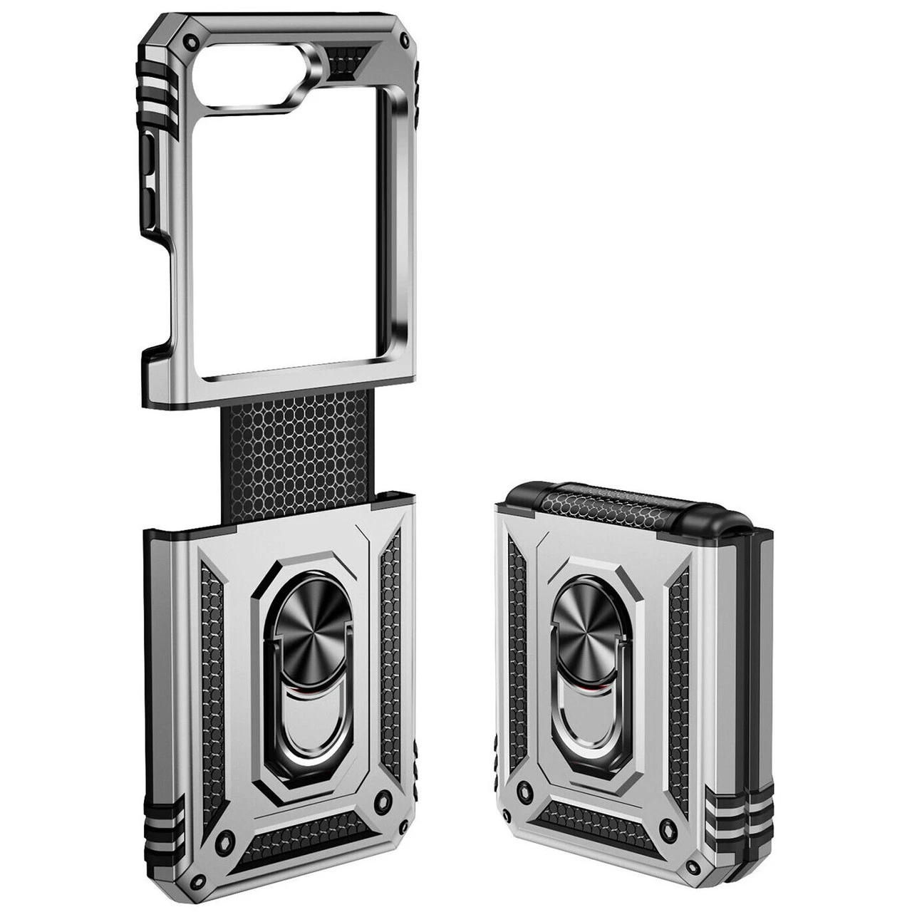 Ring Grip Hybrid Case For Samsung Galaxy Z Flip 5 - Silver 7 Ring Grip Hybrid Case For Samsung Galaxy Z Flip 5 - Silver - Image 7
