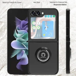 Aero Flex Ring Grip Case For Samsung Galaxy Z Flip 5 - Black -ringkestore shop SAMZFLIP5HORS01 2 73083.1690600215