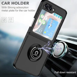 Aero Flex Ring Grip Case For Samsung Galaxy Z Flip 5 - Black -ringkestore shop SAMZFLIP5HORS01 4 20049.1690600216