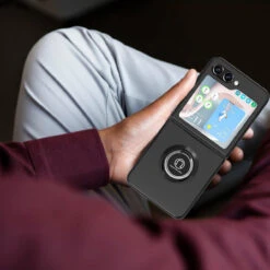 Aero Flex Ring Grip Case For Samsung Galaxy Z Flip 5 - Black -ringkestore shop SAMZFLIP5HORS01 6 95445.1690600216