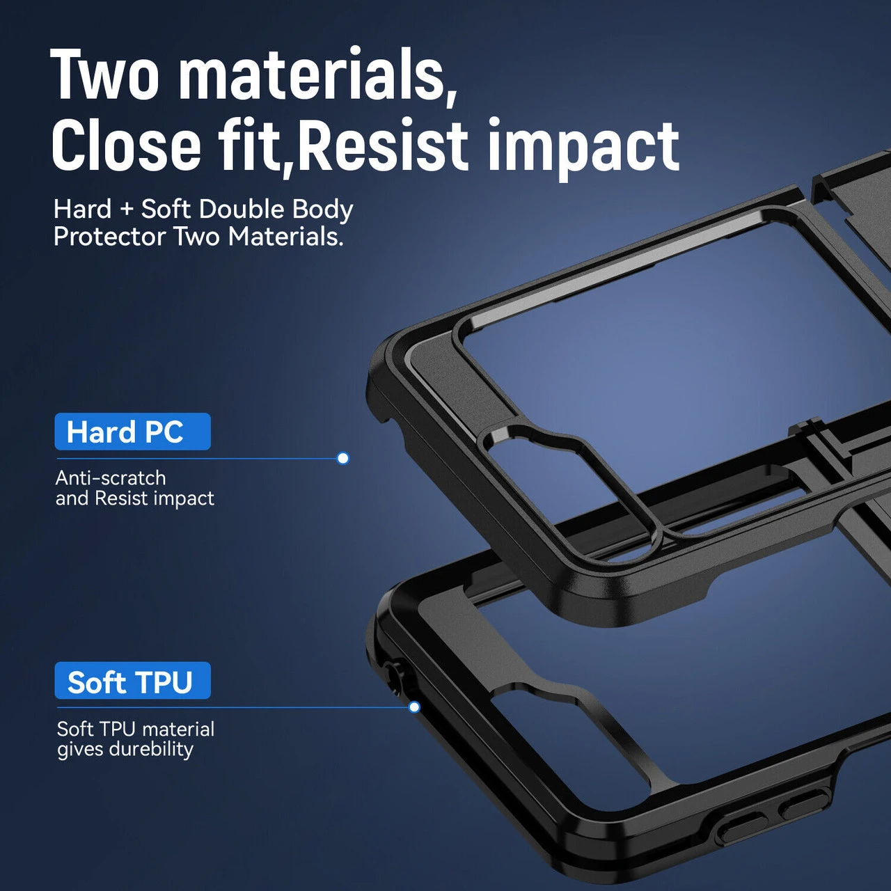 TUFF Hybrid Armor Case For Samsung Galaxy Z Flip 5 - Black 5 TUFF Hybrid Armor Case For Samsung Galaxy Z Flip 5 - Black - Image 5