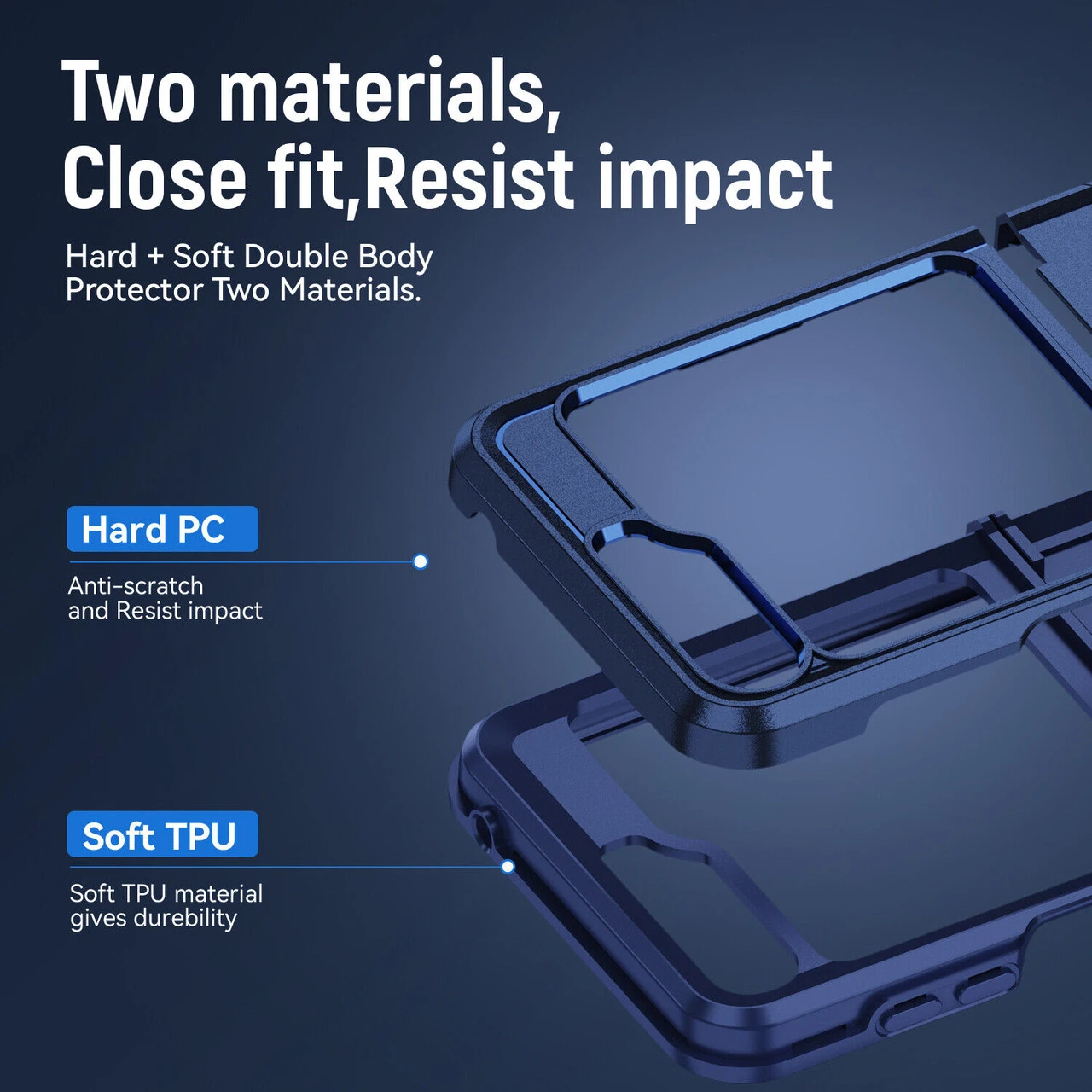 TUFF Hybrid Armor Case For Samsung Galaxy Z Flip 5 - Blue 4 TUFF Hybrid Armor Case For Samsung Galaxy Z Flip 5 - Blue - Image 4