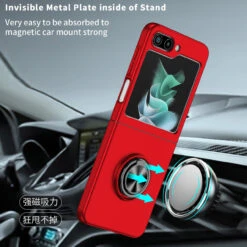 Slim Protective Cover With Ring Grip For Samsung Galaxy Z Flip 5 - Red -ringkestore shop SAMZFLIP5JZRS03 1 65112.1692929434