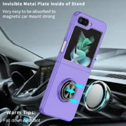 Slim Protective Cover With Ring Grip For Samsung Galaxy Z Flip 5 - Purple -ringkestore shop SAMZFLIP5JZRS04 1 64129.1692929437
