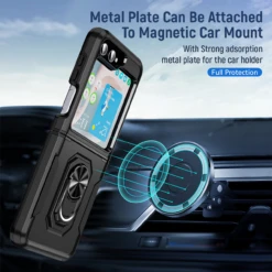 TUFF Shockproof Hybrid Armor Case With Ring Grip For Samsung Galaxy Z Flip 5 - Black -ringkestore shop TCASAMZFP5 0063 BK 4 41843.1692058888